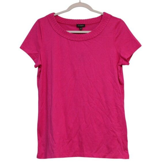 NWT Talbots Blouse Size Medium Fuschia Short Sleeve Preppy Casual Cotton Stretch - Picture 1 of 11